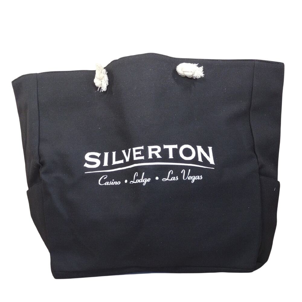 NWOT Las Vegas Silverton Casino Casual Beach Outdoor Black White Rope Tote Bag
